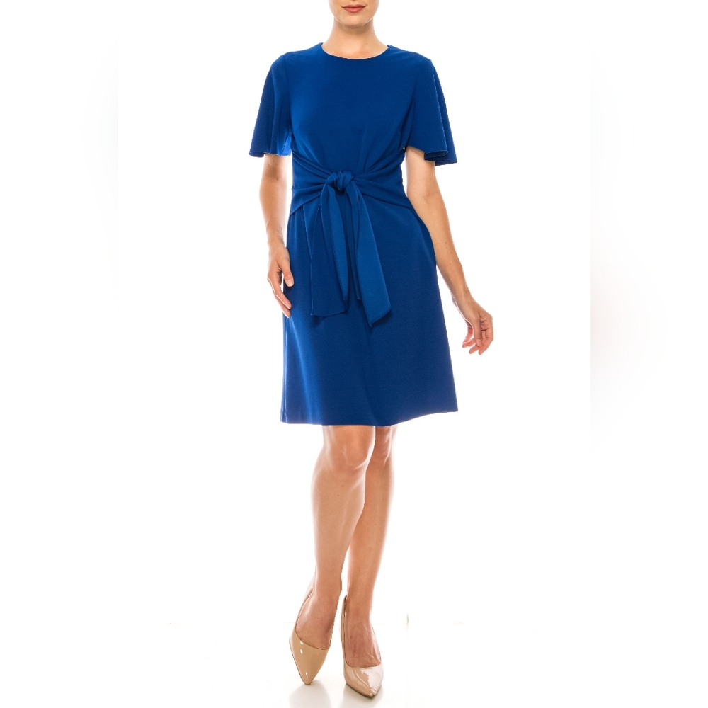 Donna Morgan Short Flutter Sleeve A-Line Dress